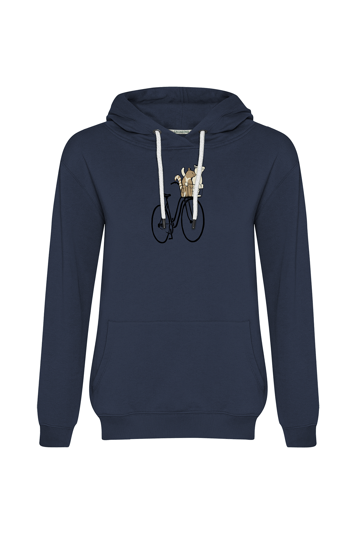 Greenbomb GOTS Organic Cats in Basket Chipper Hoodie in Navy