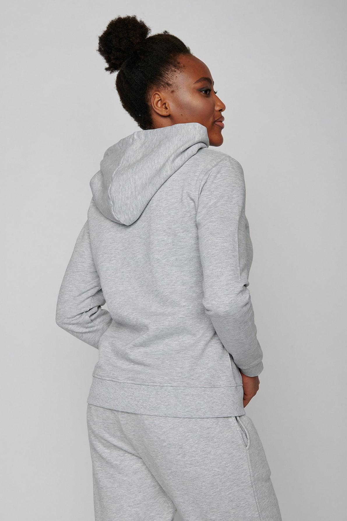 Greenbomb GOTS Organic Mushrooms and Bike Chipper Hoodie in Heather Grey