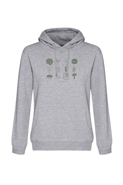 Greenbomb GOTS Organic Mushrooms and Bike Chipper Hoodie in Heather Grey