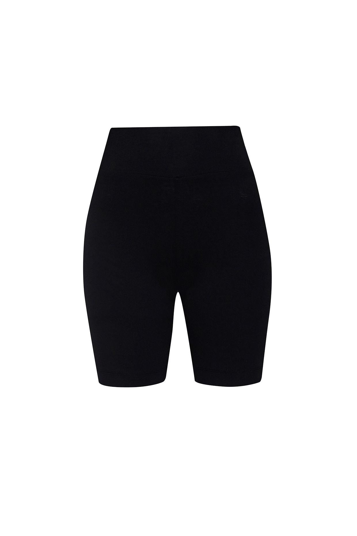 Black greenbomb shorts displayed on white background