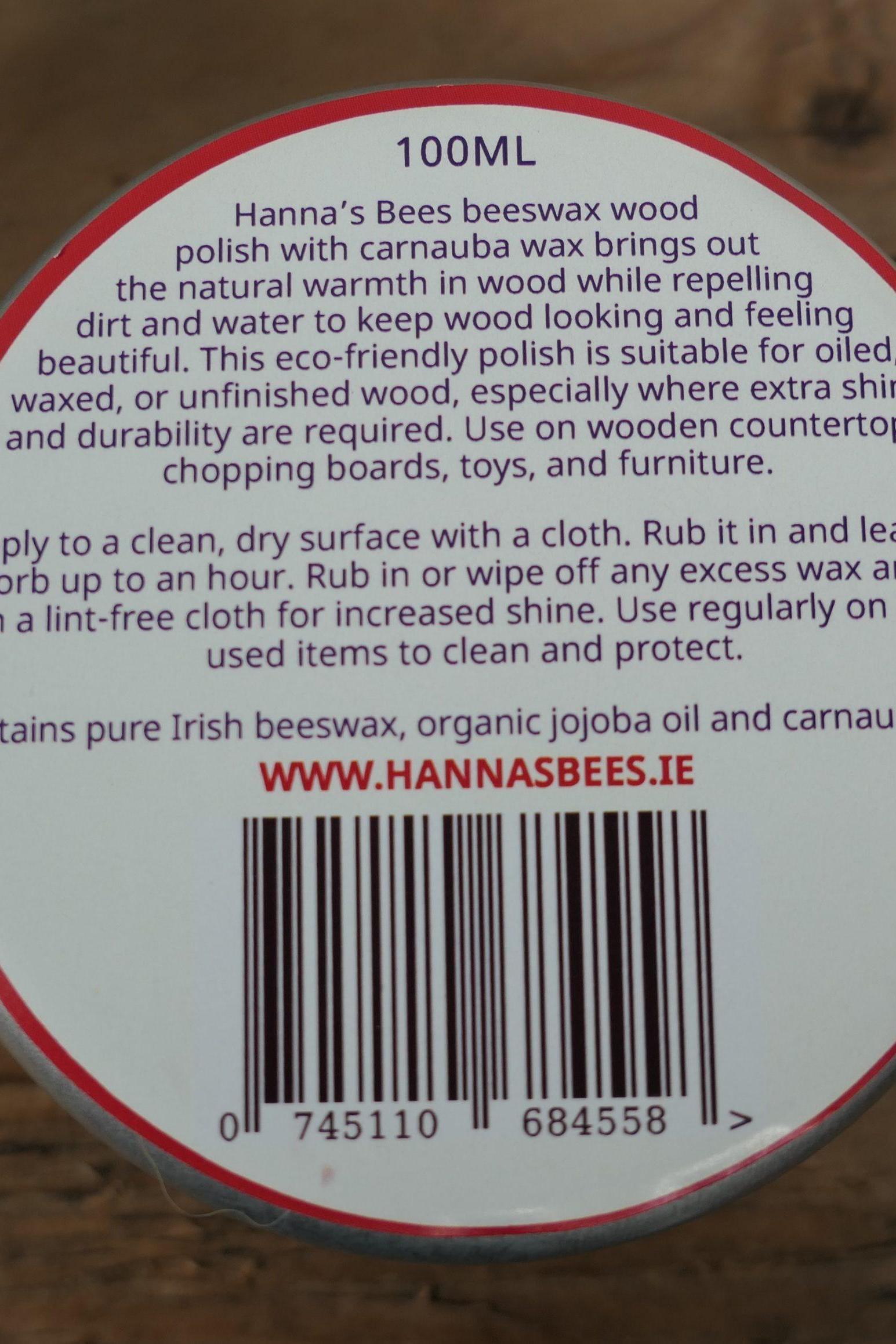 Hanna's Bees Wood Polish with Carnauba & Beeswax