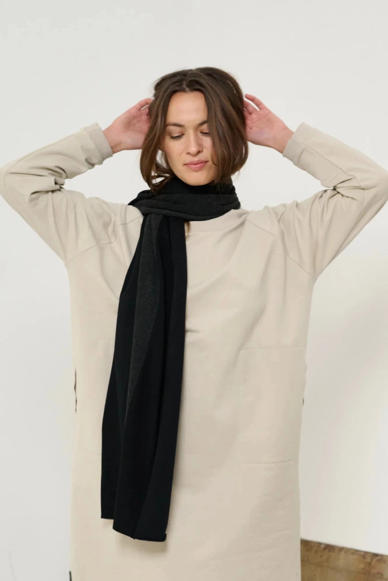 Henriette Steffensen Black Scarf No Waste-Womens-Ohh! By Gum - Shop Sustainable