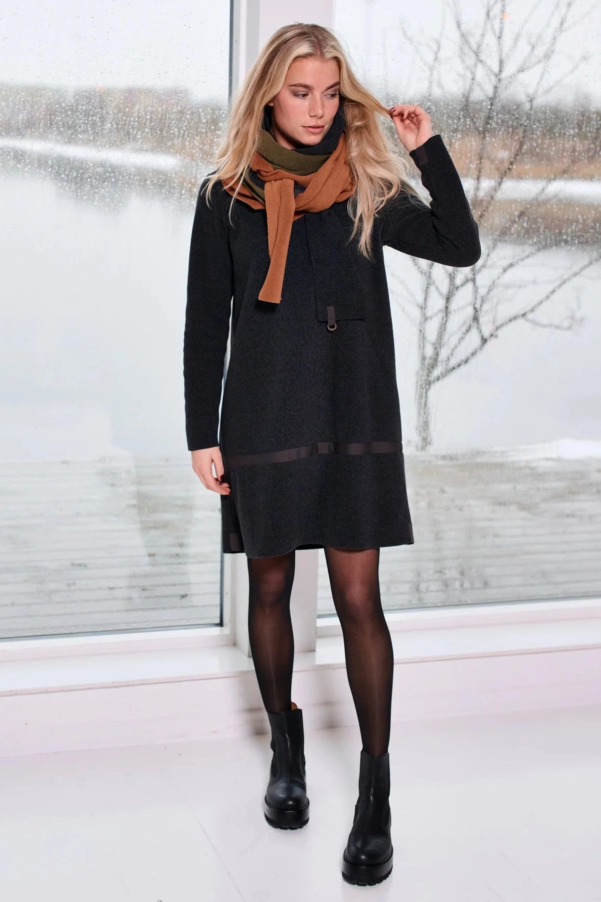 Henriette Steffensen Fleece Dress in Soft Black-Womens-Ohh! By Gum - Shop Sustainable