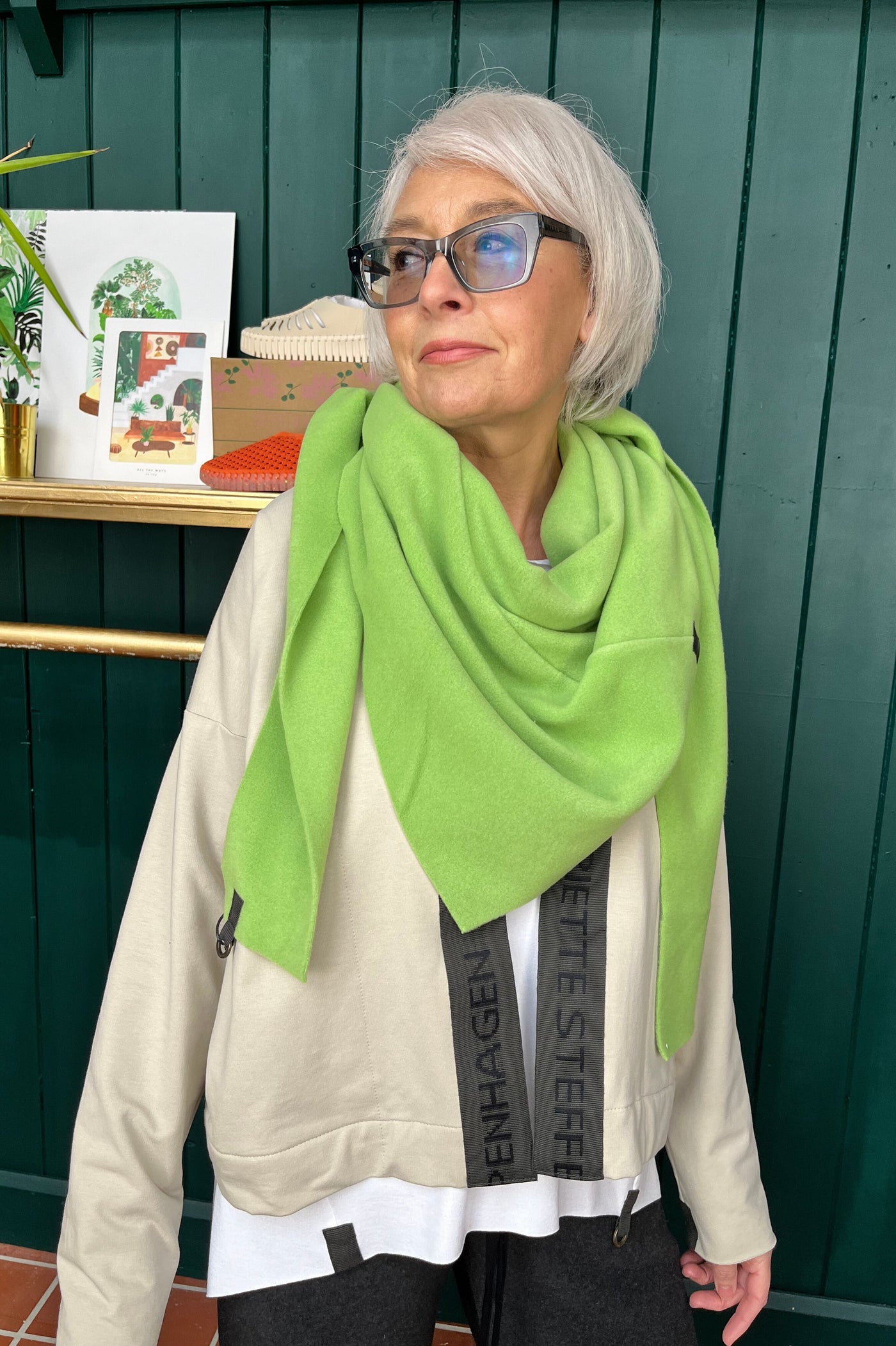 Henriette Steffensen Fleece Triangle Scarf - Juicy Green-Womens-Ohh! By Gum - Shop Sustainable