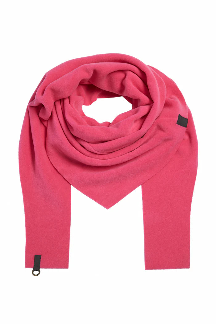 Pink scarf with black accents on a white background