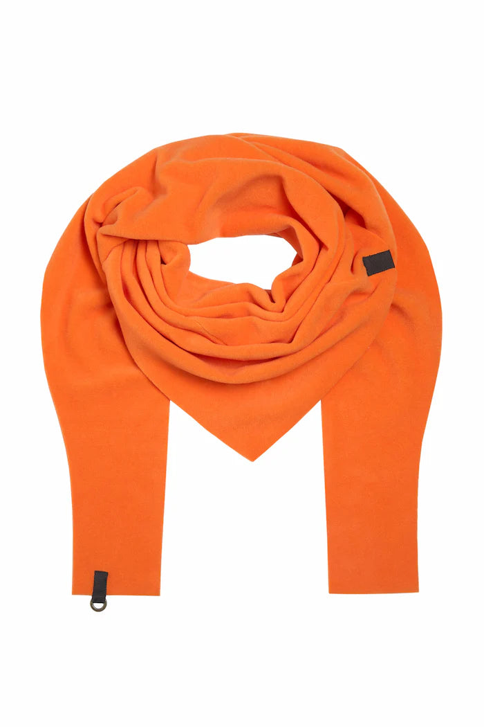 Orange scarf with black on a white background
