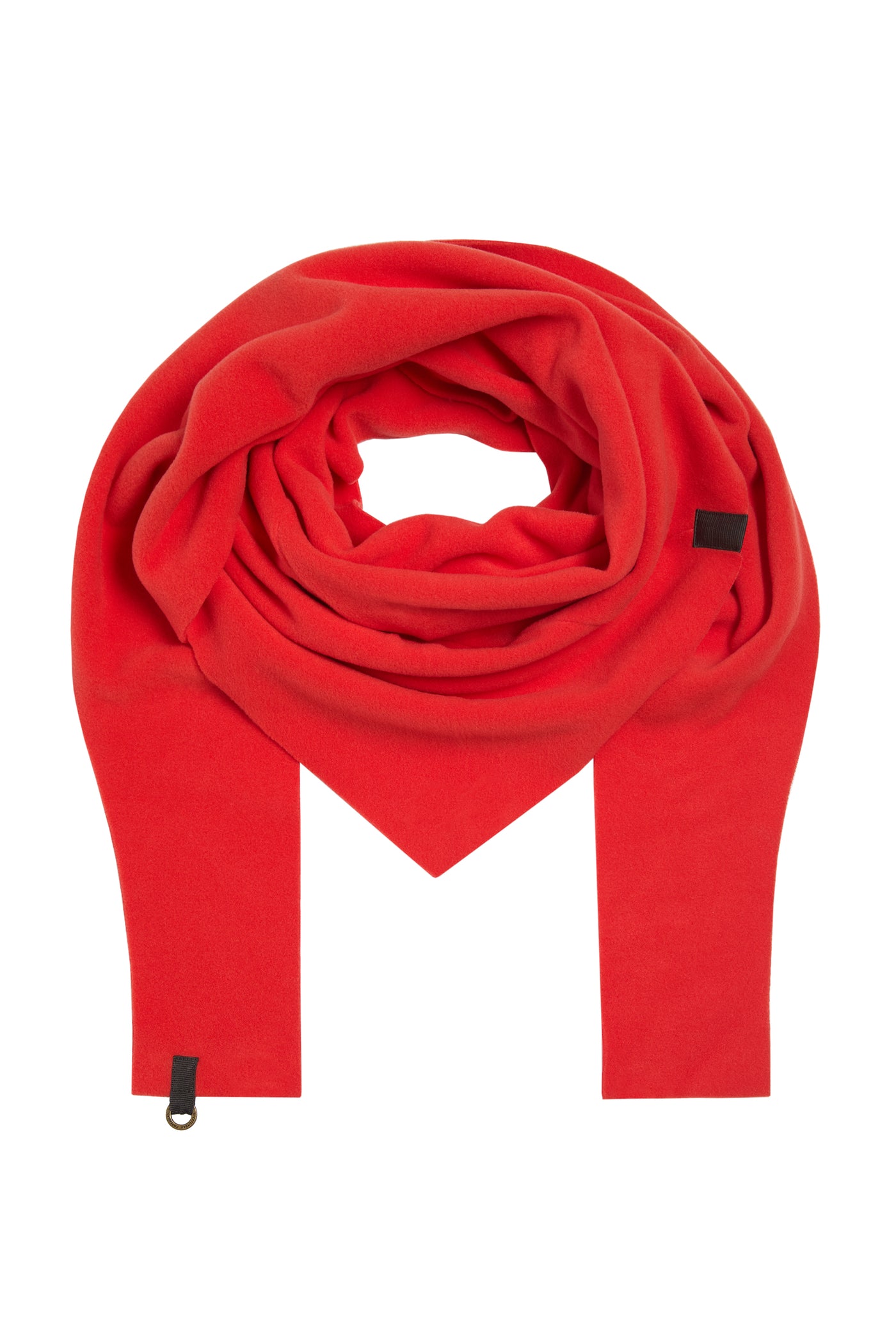Red scarf with black on a white background