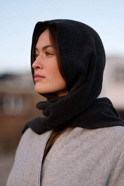 Henriette Steffensen Soft Black Scarf w/ Hood