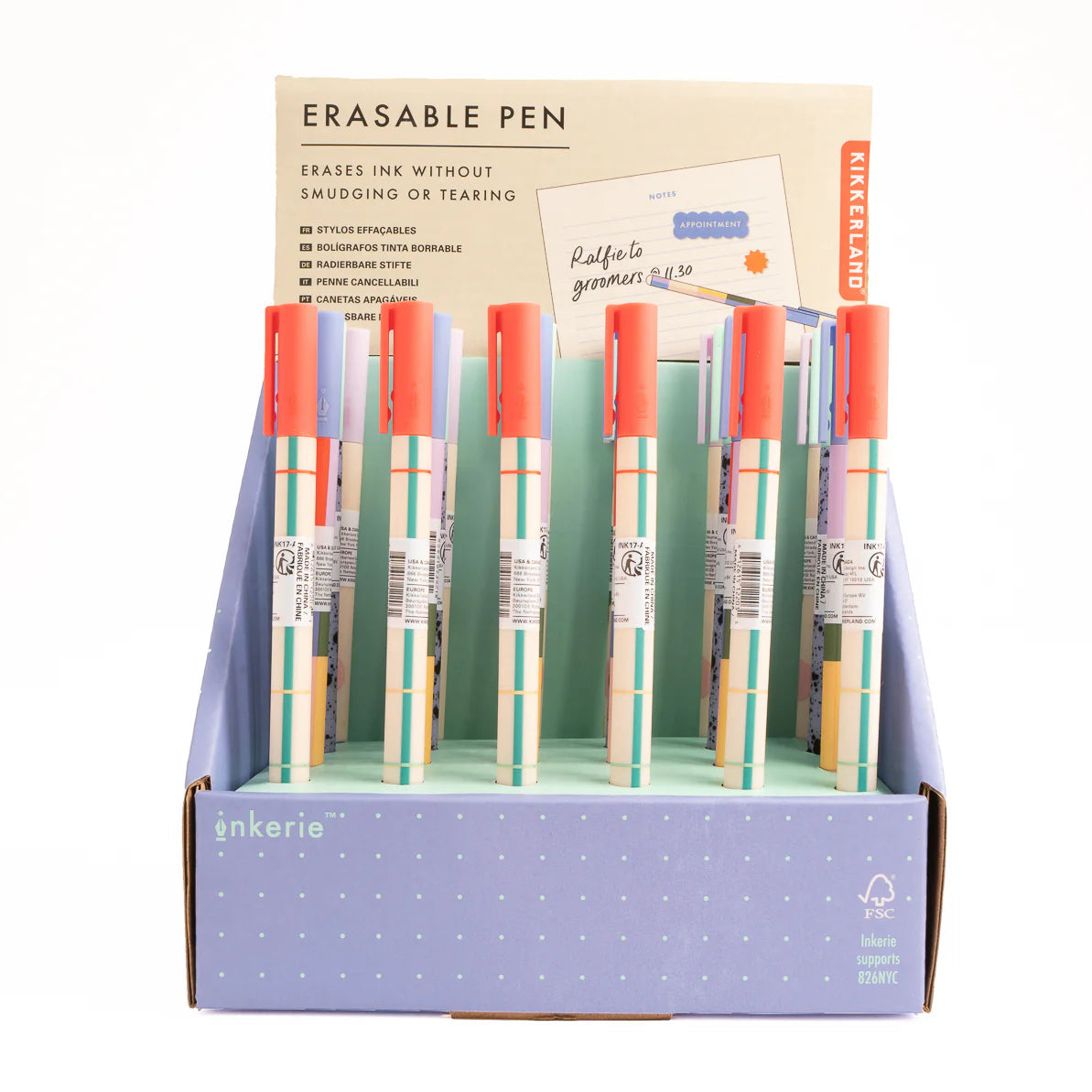 The pens displayed in their original packaging, highlighting the brand and product features.