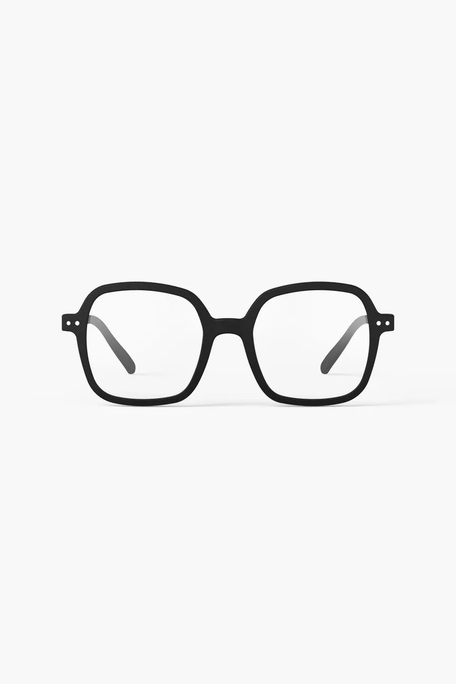 Front view of Izipizi Reading Office Black Glasses on white background.
