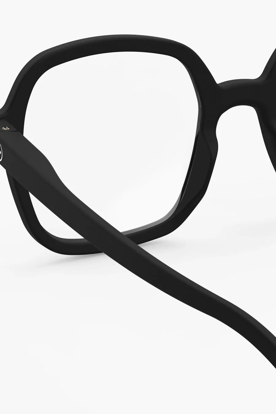 Back view of matte design and square reading glasses shape.