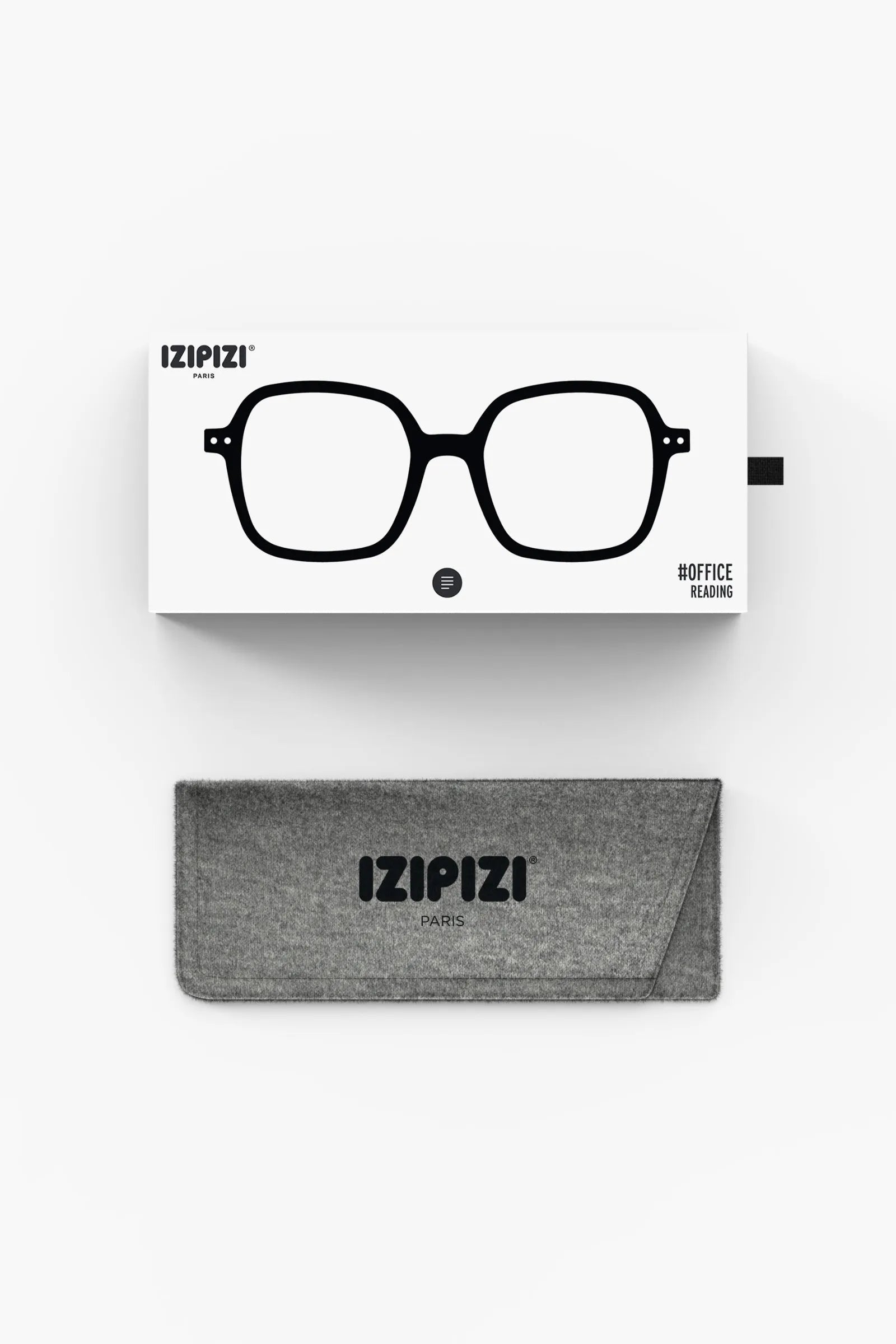 Izipizi Reading Office Black box and Izipizi glasses case on white background.