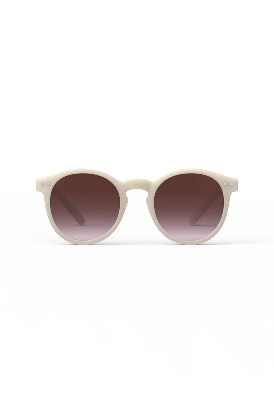 Front view of the Izipizi M Vintage Cream sunglasses, showcasing their oversized lenses.