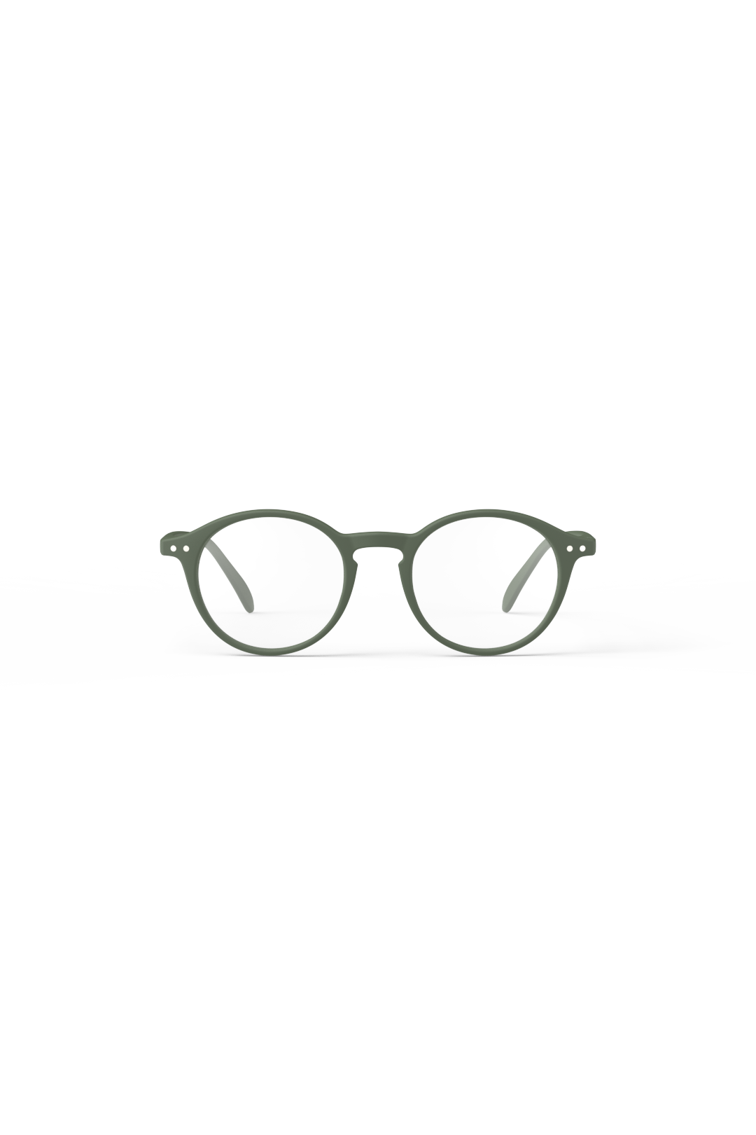 Green round eyeglasses on a white background