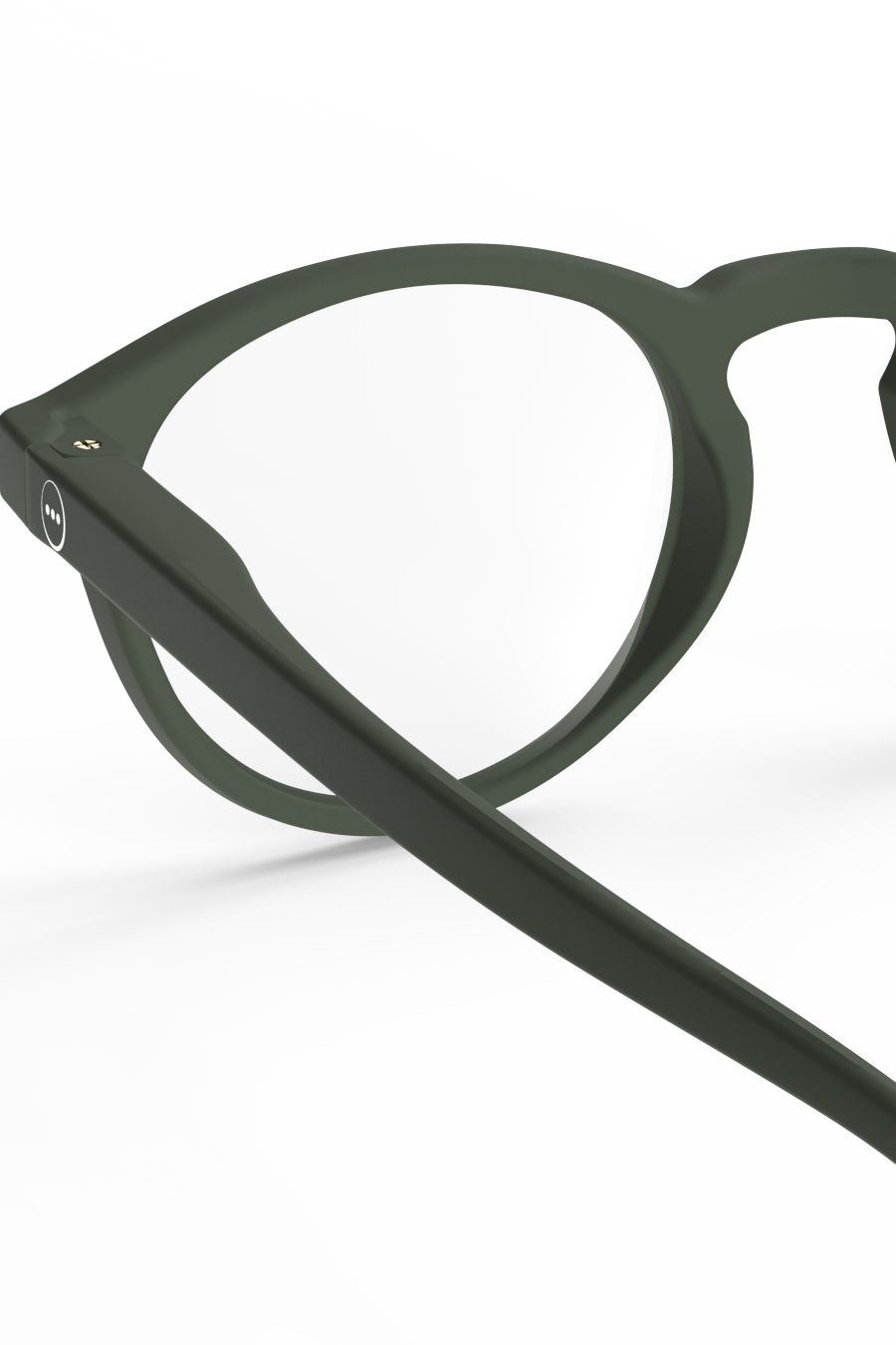 Close up or khaki green eyeglasse