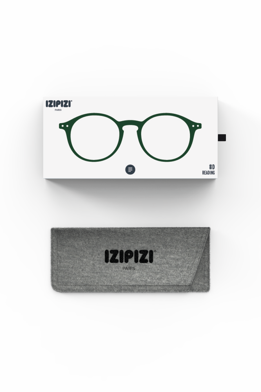 IZIPIZI eyewear packaging with glasses and case on a white background
