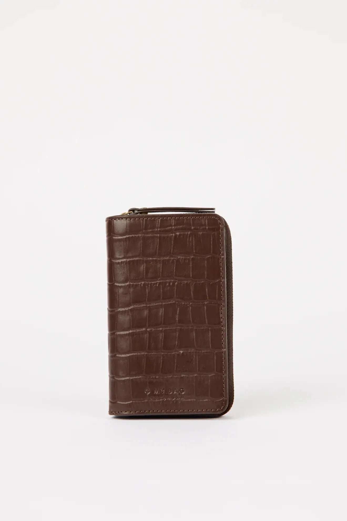 O MY BAG Jett Wallet - Chocolate Croco Print Leather