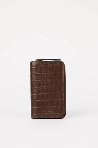 O MY BAG Jett Wallet - Chocolate Croco Print Leather