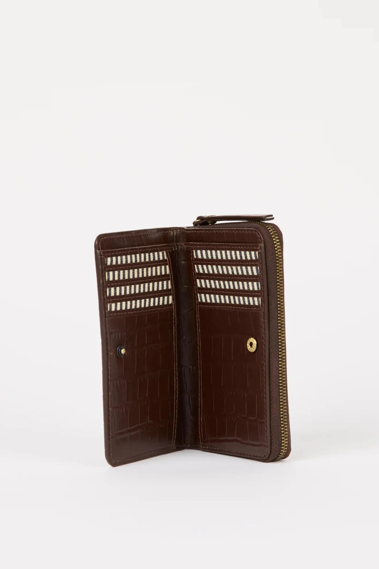 O MY BAG Jett Wallet - Chocolate Croco Print Leather