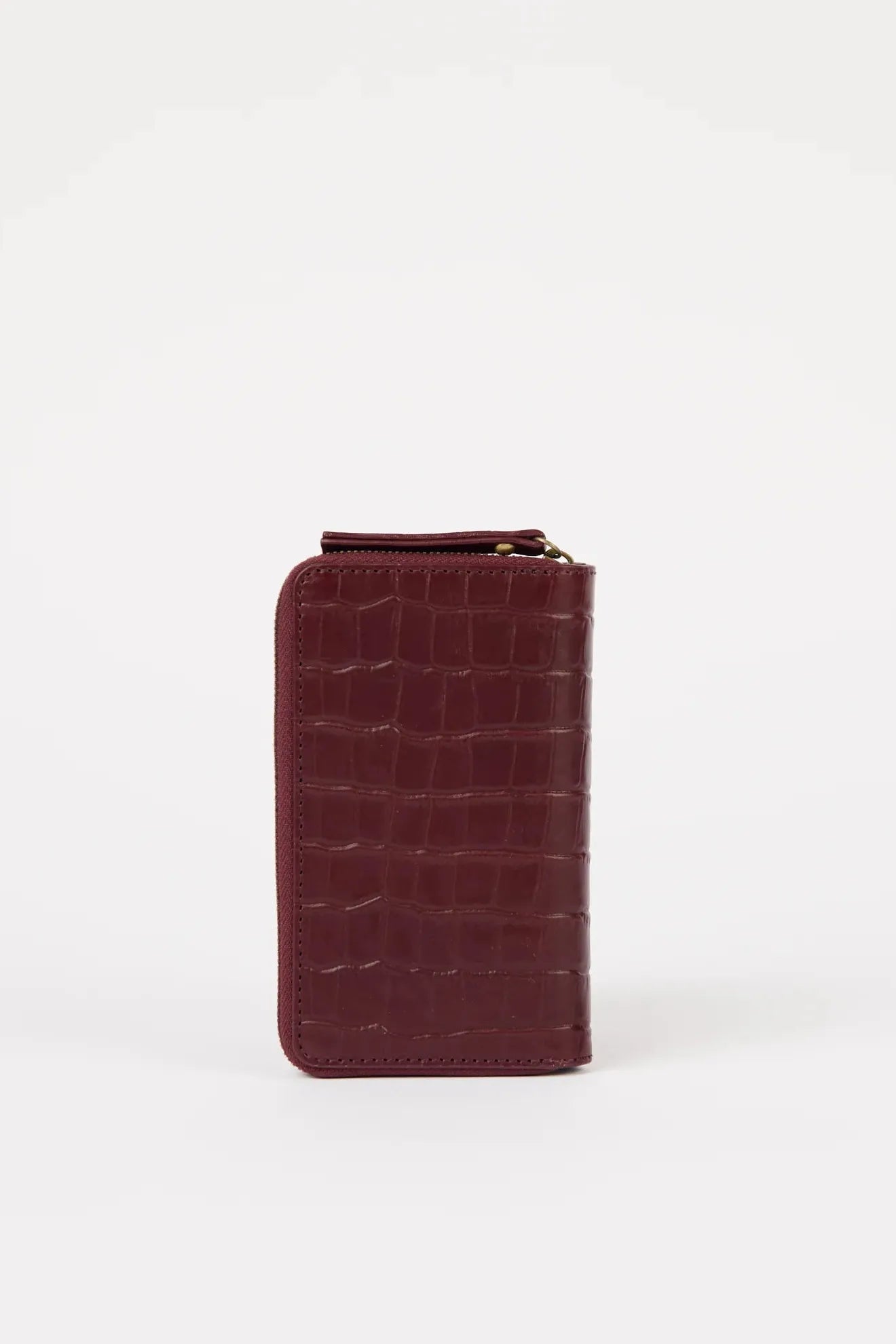 O MY BAG Jett Wallet - Dark Cherry Croco Print Leather