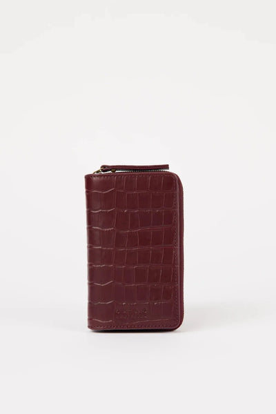 O MY BAG Jett Wallet - Dark Cherry Croco Print Leather