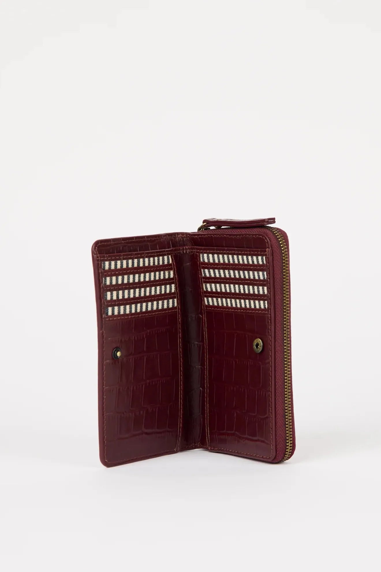 O MY BAG Jett Wallet - Dark Cherry Croco Print Leather