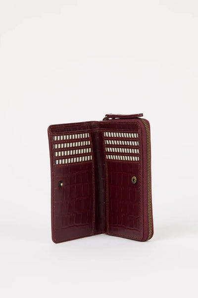 O MY BAG Jett Wallet - Dark Cherry Croco Print Leather