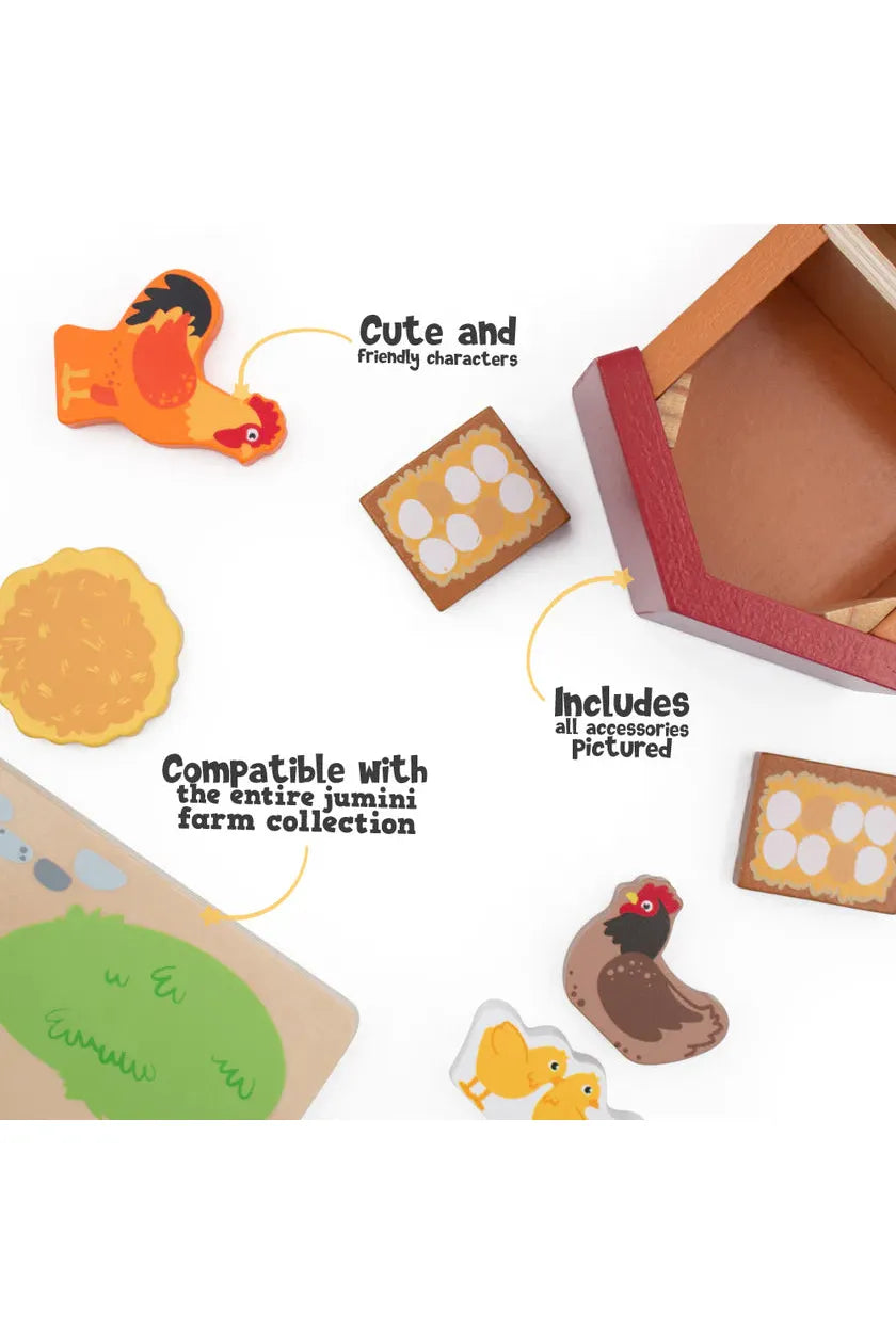Jumini Wooden Toys Farm - Chicken Coop Set