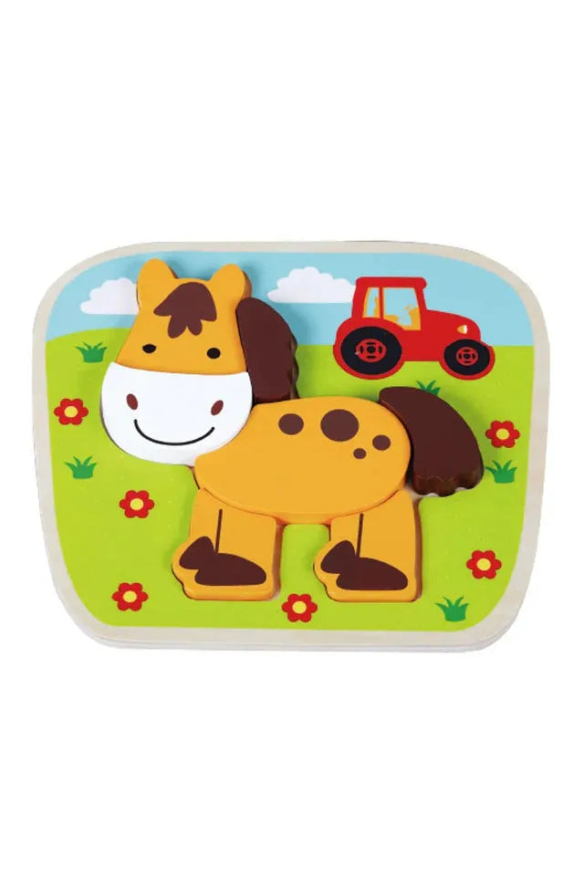 Jumini Wooden Toys Horse Raised Puzzle