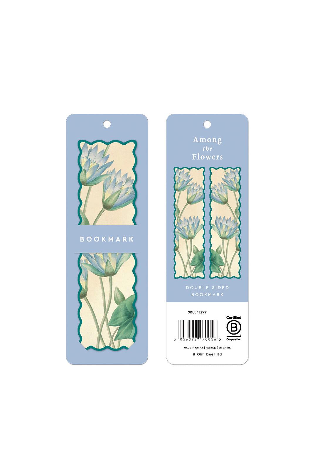 Ohh Deer Scalloped Blue Nymphaea-Caerulea Premium Bookmark