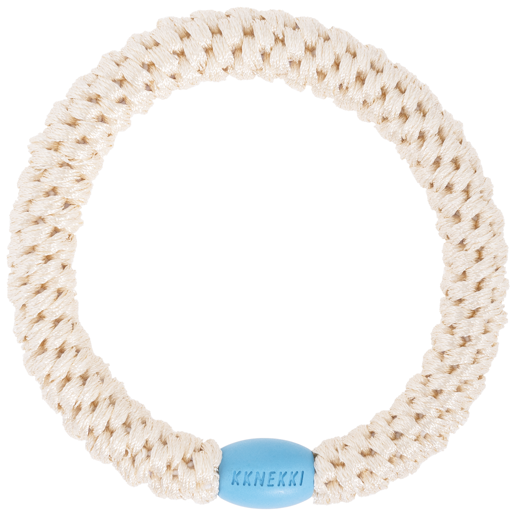 KKNEKKI Ivory Blue Bead Hair Tie