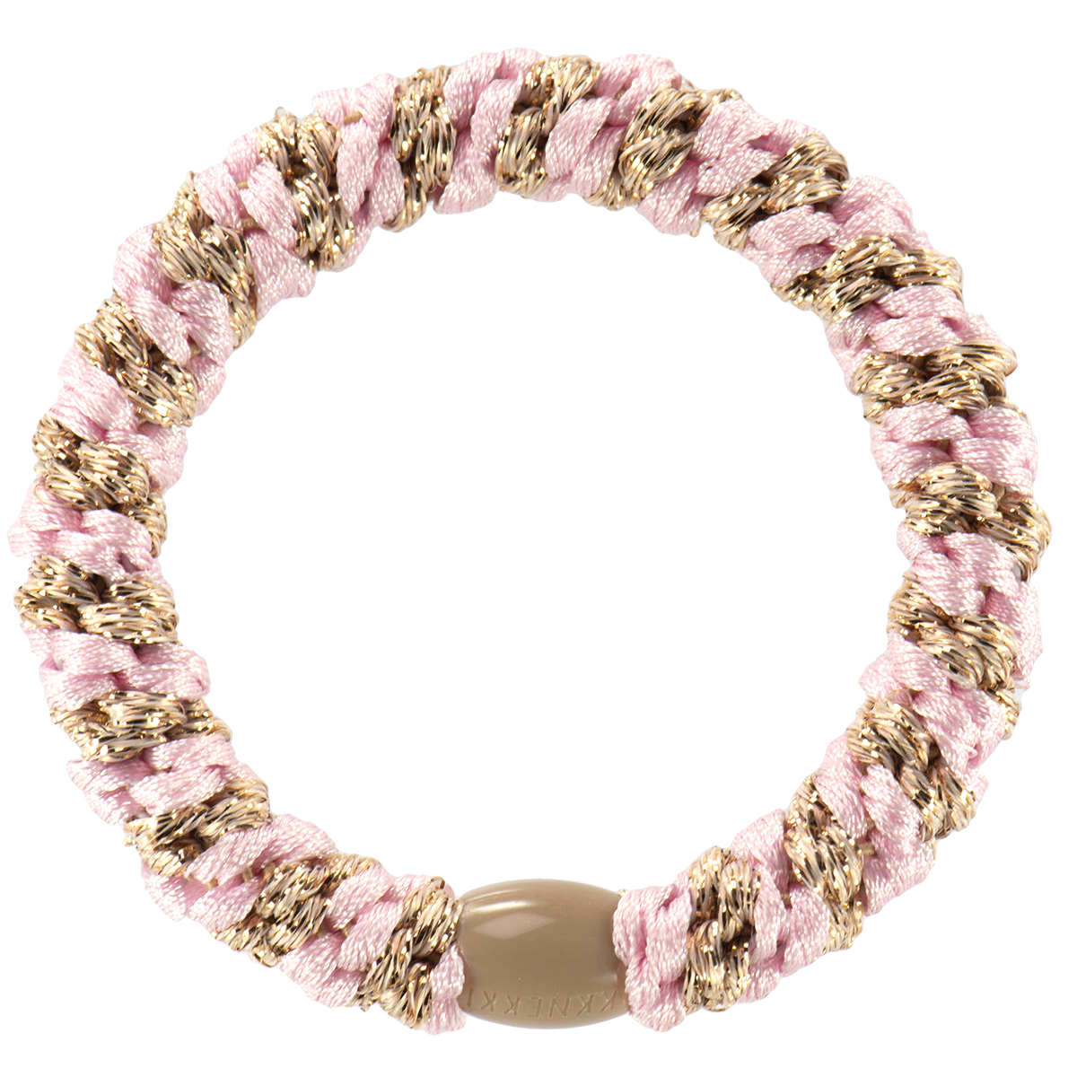 KKNEKKI Light Pink-Beige Glitter Stripe Hair Tie