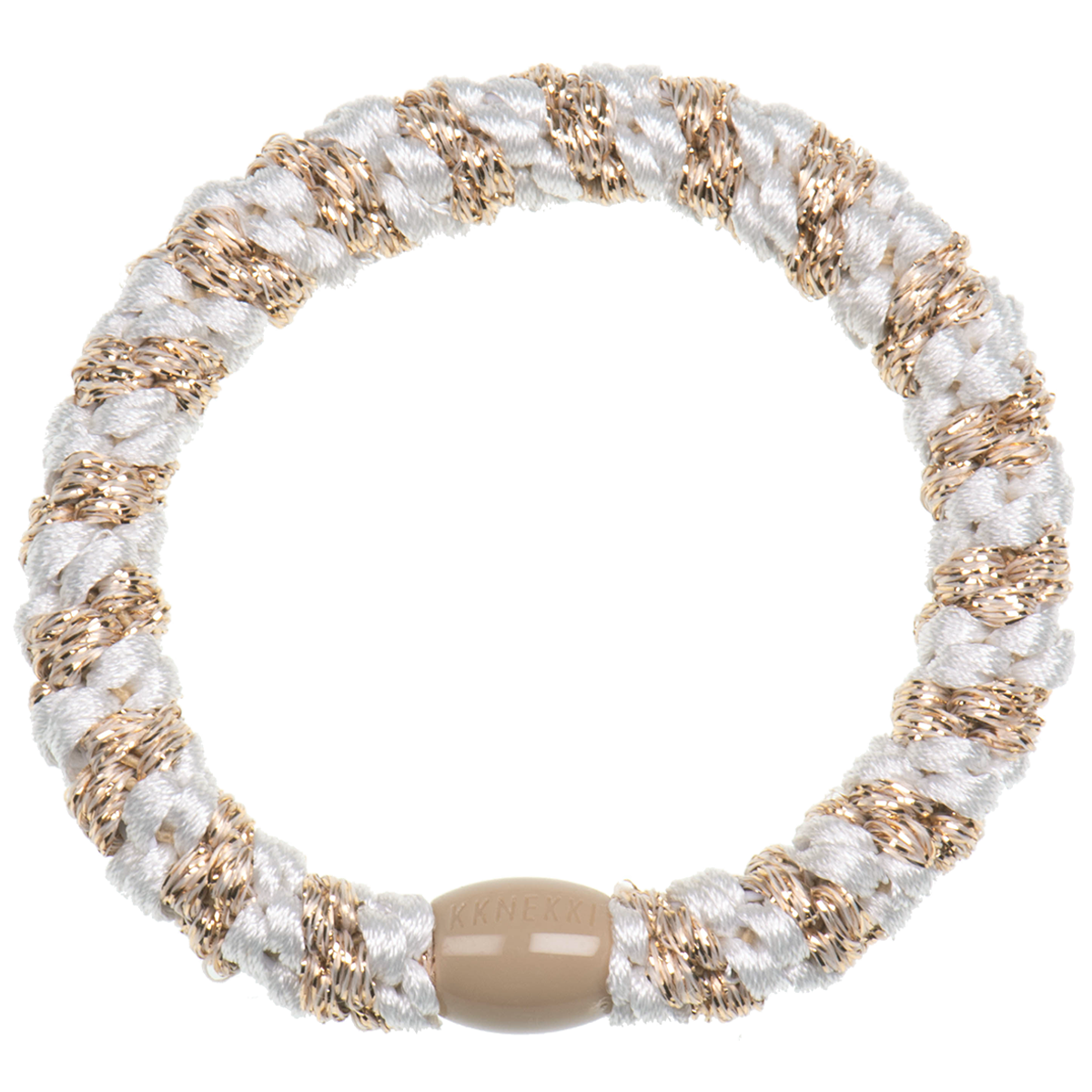 KKNEKKI White-Beige Glitter Stripe Hair Tie
