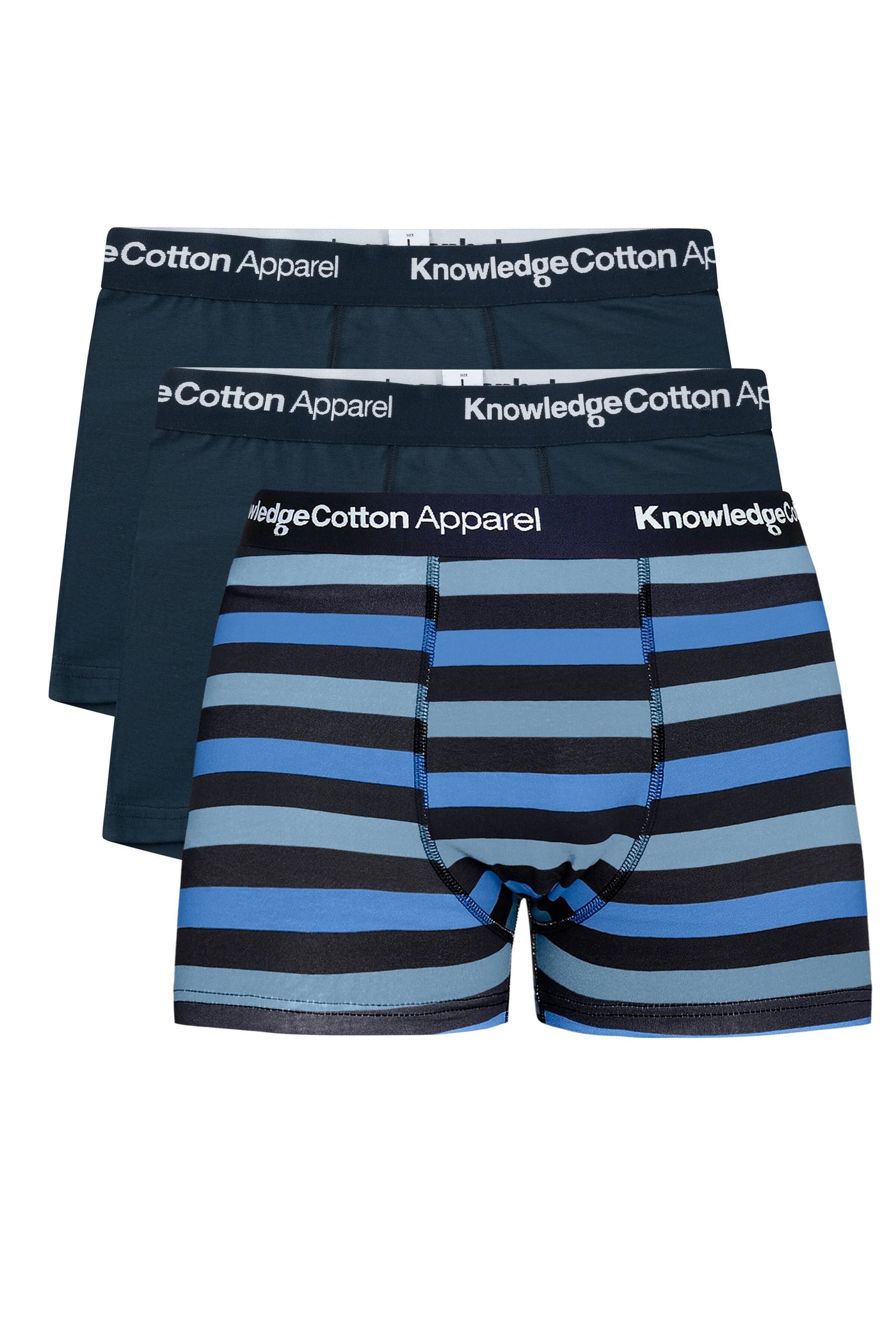 Knowledge Cotton 3-pack Blue Stripe Underwear - GOTS/Vegan-Mens-Ohh! By Gum - Shop Sustainable