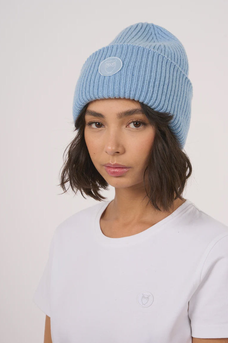 Knowledge Cotton GOTS Asley Blue Big Rib beanie-Womens-Ohh! By Gum - Shop Sustainable