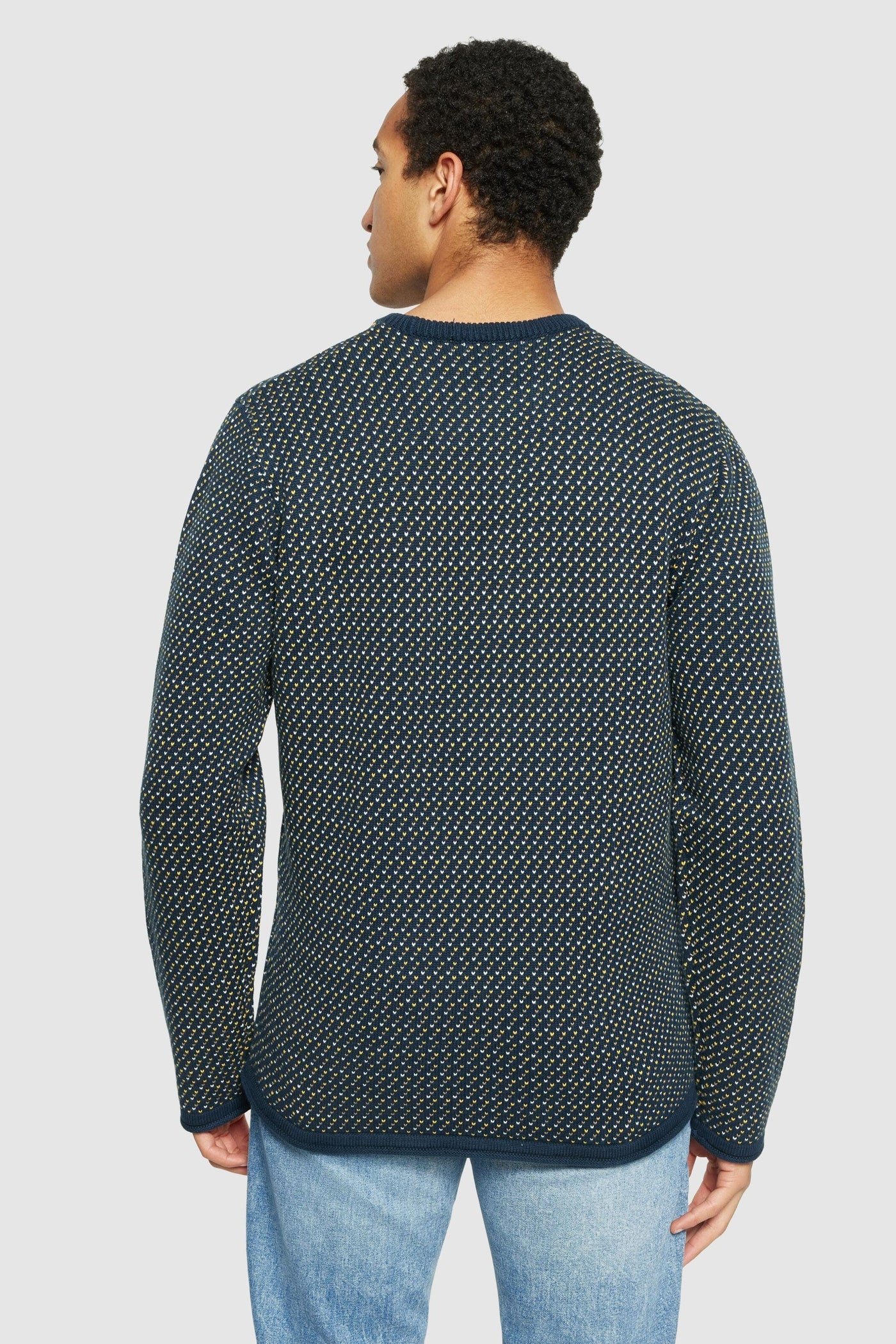 Knowledge Cotton Jacquard Crew Neck Knit - Regenerative Organic CertifiedTM - GOTS/Vegan-Mens-Ohh! By Gum - Shop Sustainable