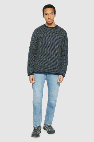 Knowledge Cotton Jacquard Crew Neck Knit - Regenerative Organic CertifiedTM - GOTS/Vegan-Mens-Ohh! By Gum - Shop Sustainable