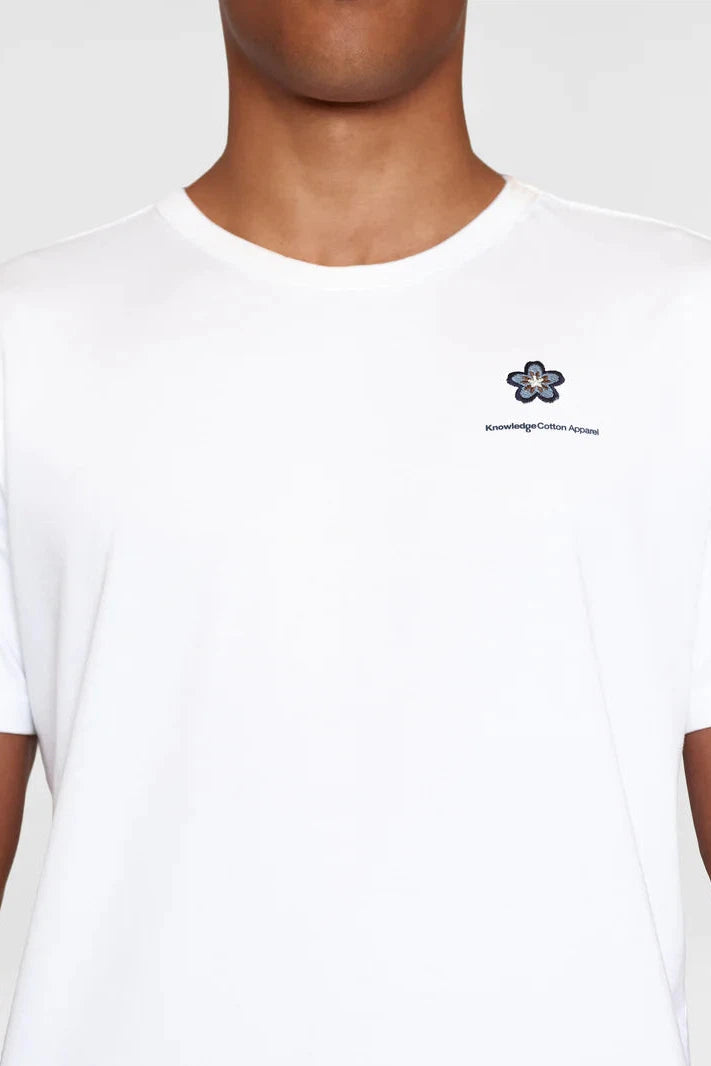 Knowledge Cotton Regular Short Sleeve Heavy Single Flower Embroidered T-Shirt - GOTS/Vegan-Mens-Ohh! By Gum - Shop Sustainable