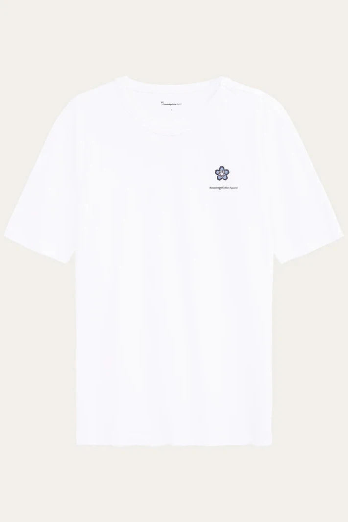 Knowledge Cotton Regular Short Sleeve Heavy Single Flower Embroidered T-Shirt - GOTS/Vegan-Mens-Ohh! By Gum - Shop Sustainable