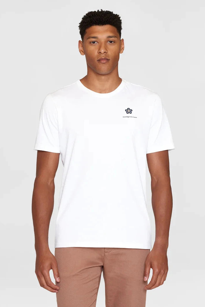 Knowledge Cotton Regular Short Sleeve Heavy Single Flower Embroidered T-Shirt - GOTS/Vegan-Mens-Ohh! By Gum - Shop Sustainable