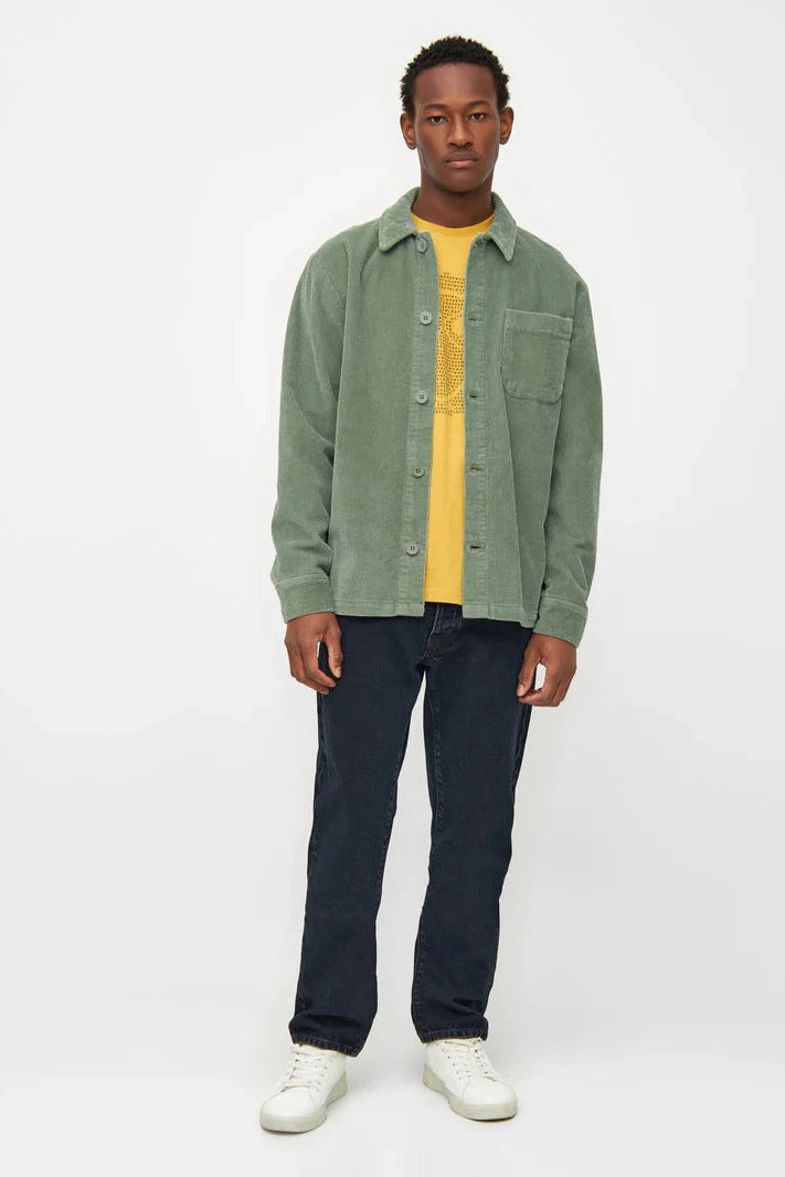 Knowledge Cotton Stretched 8-Wales Corduroy Overshirt in Lily Pad - GOTS/Vegan-Mens-Ohh! By Gum - Shop Sustainable