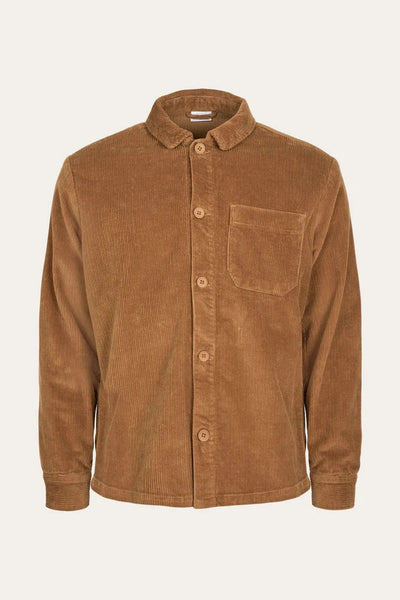 Knowledge Cotton Stretched 8-wales corduroy overshirt in Brown Sugar - GOTS/Vegan-Mens-Ohh! By Gum - Shop Sustainable