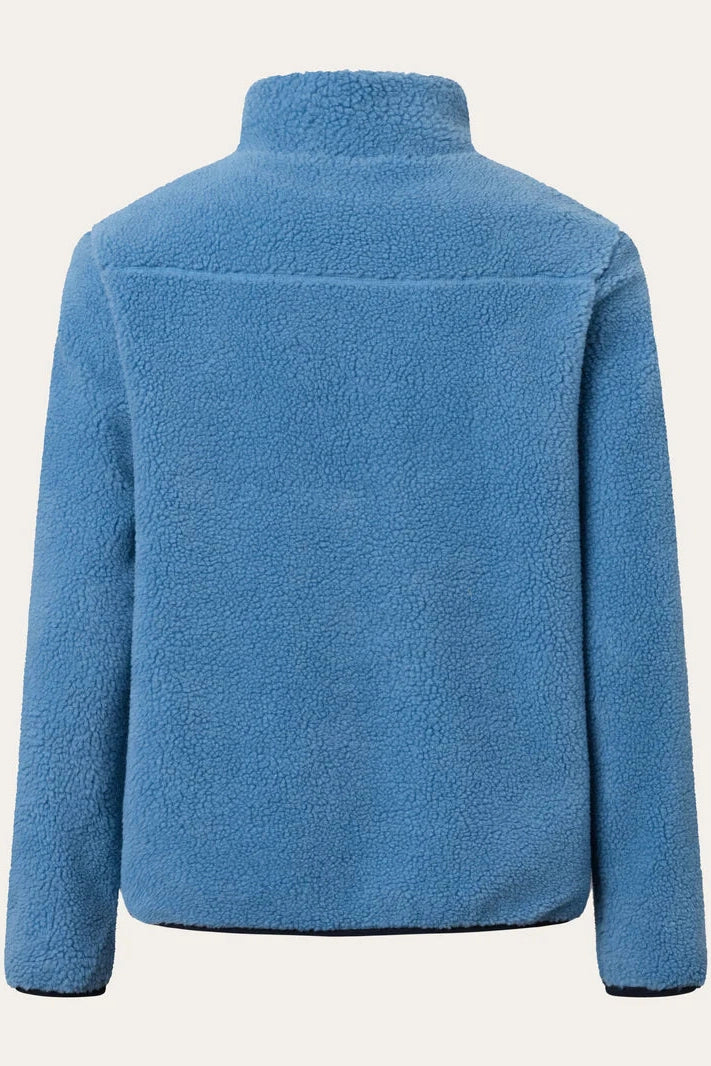 Knowledge Cotton Teddy Fleece Zip Sweat - GRS/Vegan - Azure Blue-Mens-Ohh! By Gum - Shop Sustainable