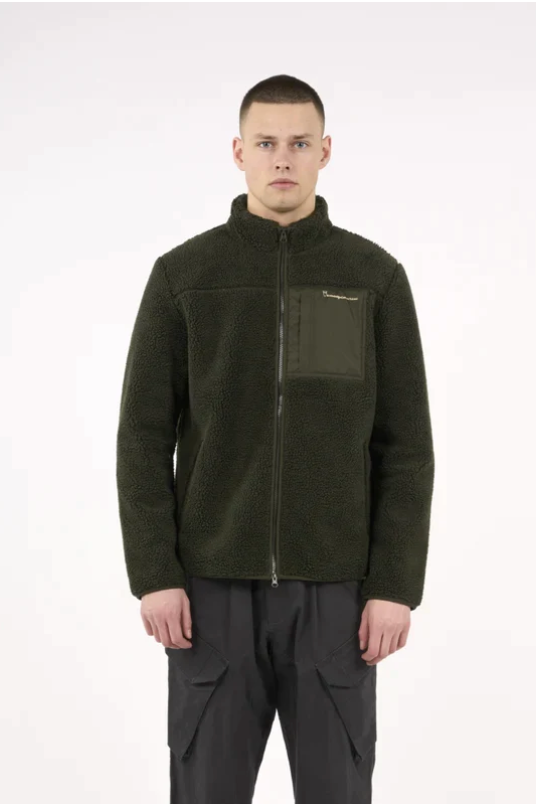 Knowledge Cotton Teddy Fleece Zip Sweat - GRS/Vegan - Forrest Night-Mens-Ohh! By Gum - Shop Sustainable