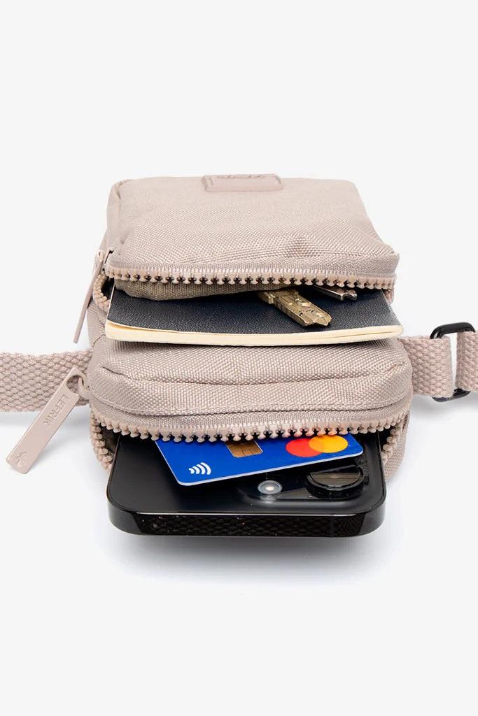 Close-up of the bag's zips with the bag open 