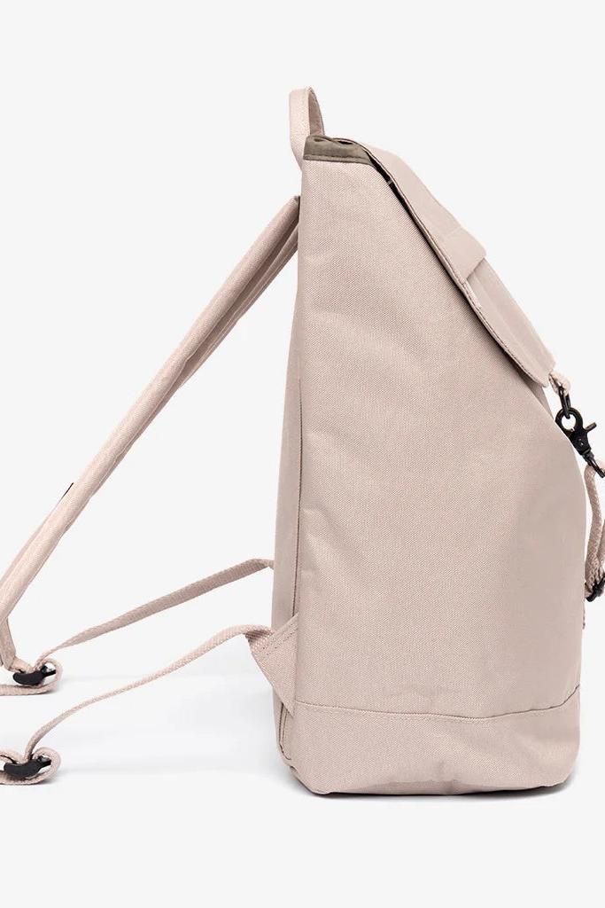 Side profile of the Lefrik Scout Backpack in Ash, highlighting its slim design and straps.