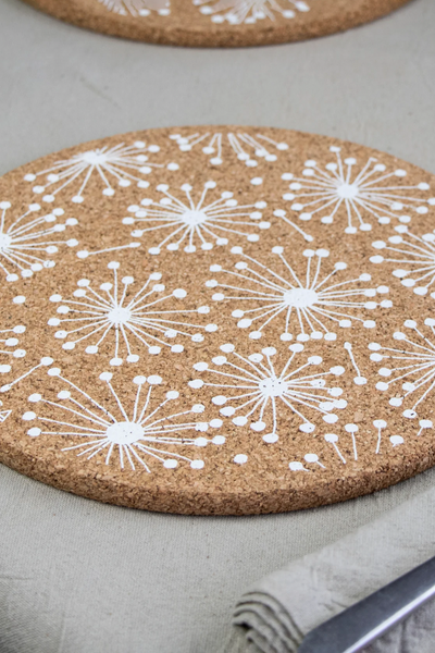 Liga Dandelion Cork Placemat in White x 4-Homeware-Ohh! By Gum - Shop Sustainable
