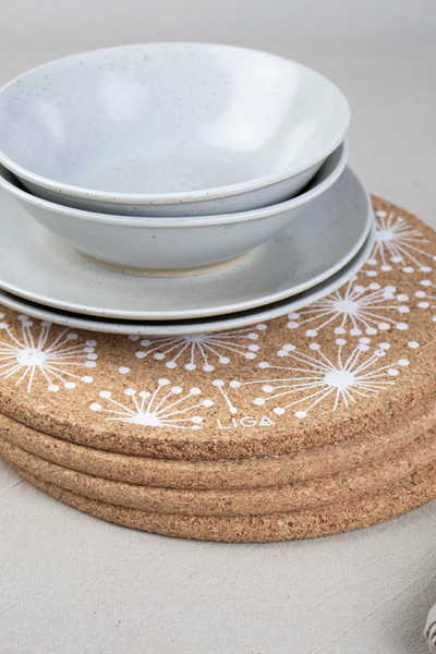 Liga Dandelion Cork Placemat in White x 4-Homeware-Ohh! By Gum - Shop Sustainable