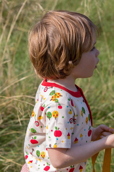 Little Green Radicals Apple Tree Button Down T-Shirt - Cream-Kids-Ohh! By Gum - Shop Sustainable