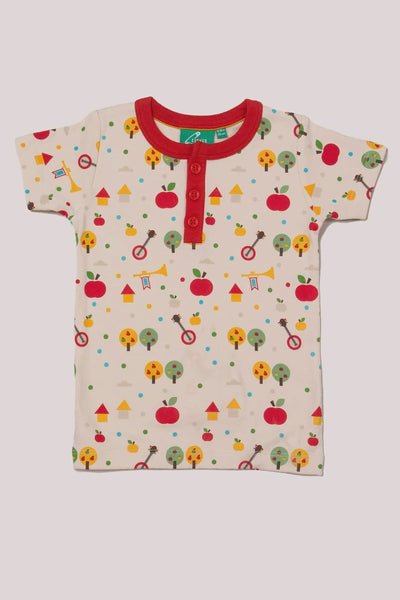 Little Green Radicals Apple Tree Button Down T-Shirt - Cream-Kids-Ohh! By Gum - Shop Sustainable